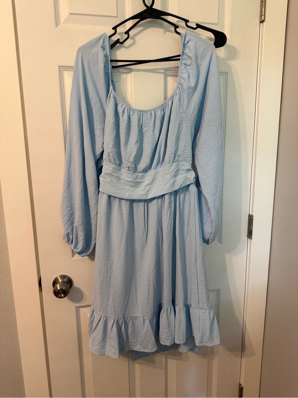 Light Blue Long Sleeve Empire Waist Dress